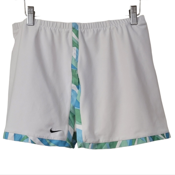 Nike Women's Running Skort White Green Blue Elastic Waistband, Size Medium - Picture 5 of 10